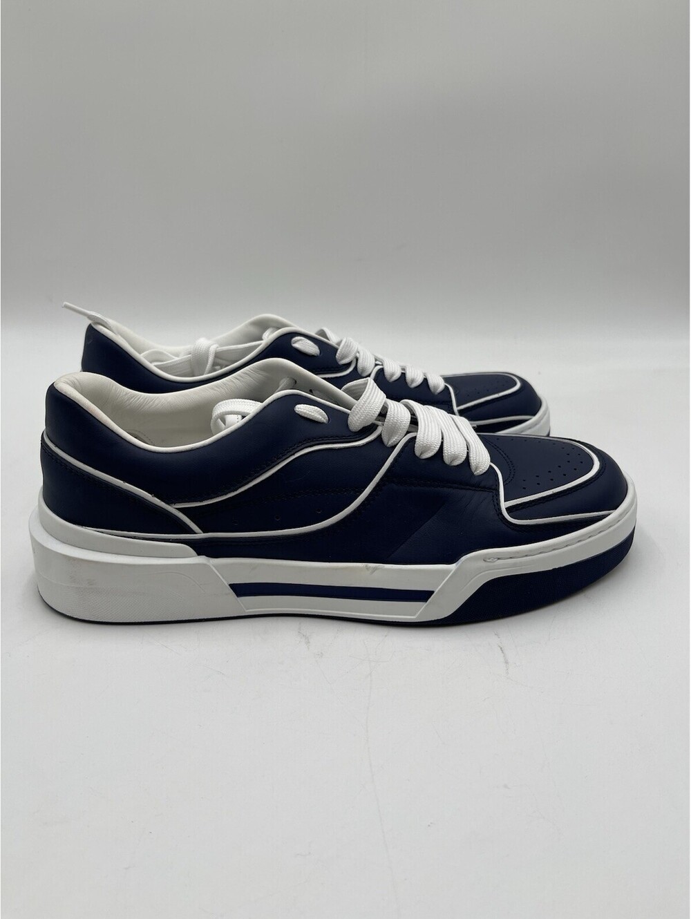 Dolce & Gabbana New Roma calf leather sneakers in navy blue Size 6 UK
